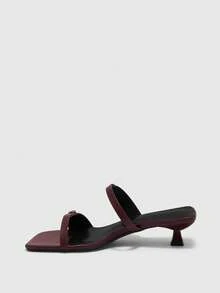 CUCCOO BIZCHIC Spring And Summer New Outdoor Women's Black Square Toe Open-Toed High-Heeled Sandals Women's Stiletto French With Skirt Strappy Sandals Spring Shoes - Burgundy - View 10