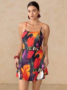 Bellisia Women's All-Over Print Backless Casual One-Piece Swimdress - Multicolor - View 5