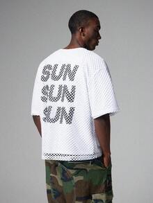 STYNVO 男士字母图案圆领休闲宽松T恤 - 白色 - 查看 5