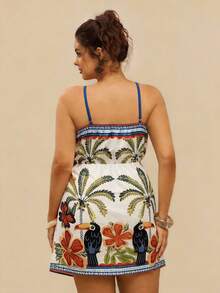 Travachic 休闲时尚印花夏季无袖女式连衣裙 热带风情连衣裙 女士沙滩吊带裙 度假连衣裙 巴西热带风情保暖度假印花，女士休闲连衣裙 - 彩色 - 查看 2