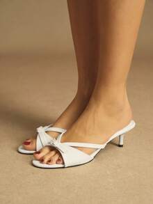 Rosivie Giày sandal cao gót nữ thiết kế khóa cài, kiểu dáng thời trang, thích hợp mang hàng ngày. - trắng - Xem 2