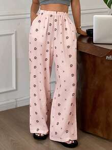 DAZY Women's Loose Ditsy Floral Pajama Bottoms, Spring/Summer - Pink - View 8