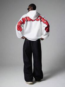 STYNVO Men's Street Fashion Casual Printed Hoodie - White - View 3