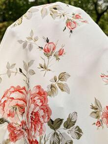 SHEIN Đầm bầu in hoa, trễ vai, thân áo nhún bèo, chân váy xếp tầng, phong cách nghỉ hè. - Nhiều màu - Xem 7