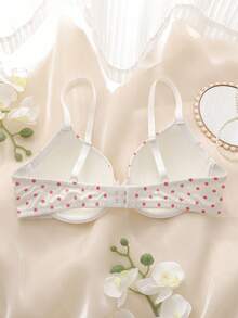 粉色，带钢圈，模杯，高支撑，提拉塑形，波点图案，可爱优雅女士文胸 - 粉色 - 查看 2