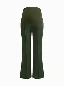 Modmama Maternity Solid Color Adjustable Waist Casual Versatile Daily Wear Pants - Army Green - View 12