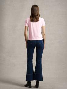 Briarwyn 休闲卡通针织圆领短袖修身女式T恤 夏季商务休闲女式纯棉印花T恤 粉色 - 淺粉色 - 查看 7