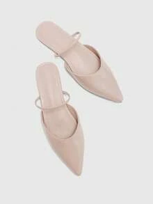 CUCCOO BIZCHIC Giày bệt nữ, màu hồng nude, da bóng, mũi nhọn, kiểu dáng casual, thanh lịch cho công sở. - Màu be - Xem 4