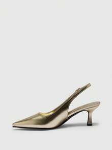 CUCCOO BIZCHIC Fashion Pointed Empty Word With High Heels Women's Shoes - Gold - View 4