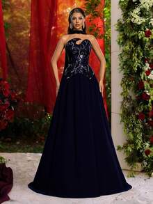 Glamrae Đầm chữ A sang trọng, thanh lịch với cổ áo bất đối xứng, được làm thủ công bằng tay và thêu hạt cườm, thích hợp cho các buổi tiệc, dạ hội, sự kiện kinh doanh, tiệc riêng, sinh nhật, ngày lễ, đám cưới và các dịp trang trọng khác. - Màu xanh hải quân - Xem 6
