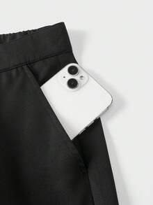 EASEVO Bộ áo sơ mi ngắn tay cài cúc phía trước và quần short nam cỡ lớn, kiểu dáng đơn giản, thích hợp cho mùa hè. - màu đen - Xem 10