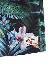 Horizaway Quần short đi biển nam mùa hè in họa tiết cây nhiệt đới, cạp chun. - Màu xanh lá cây đậm - Xem 6