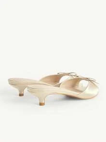 CUCCOO CHICEST 女士尖头蝴蝶结装饰优雅细高跟凉鞋 - 香檳色 - 查看 6