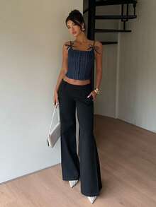 Siren Gaze Áo hai dây denim buộc dây kiểu dáng thường ngày dành cho nữ, thích hợp cho mùa hè. - Rửa trung bình - Xem 7