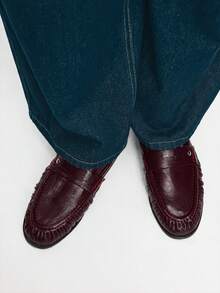 Mnmlis Women's Casual Versatile Commuting Minimalist Flat Loafers Shoes For Christmas Valentine's Day - Burgundy - View 9