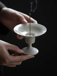 Madebyblanc 1 Piece Of Wood Ash Glaze Creative High Foot Fragrance Socket, Ceramic Wire Incense Tray, Incense Burner, Tea Room, Zen Sandalwood Incense Burner, Aromatherapy Burner - Multicolor - View 13