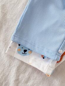 SHEIN Playful Pals 男婴休闲舒适卡通狮子印花连体衣，夏季 - 彩色 - 查看 6