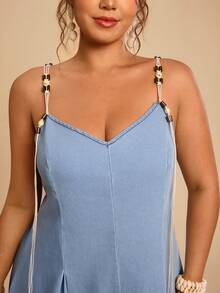 Travachic Plus Size Casual Sleeveless Denim Dress - Medium Wash - View 4