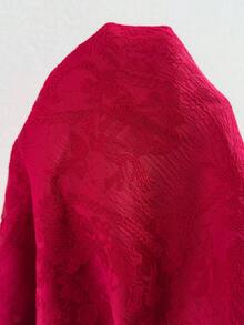 EastFlair Women's Chinese Style Wine Red Jacquard Short Sleeve Cheongsam Dress - Burgundy - View 7