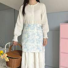 High-End Delicate Apron, Premium Feel, Youthful Style, Ink Painting Design, Vintage Korean Style, Waterproof And Oil-Resistant, Blue Trimmed, Korean Export Apron - Multicolor - View 16
