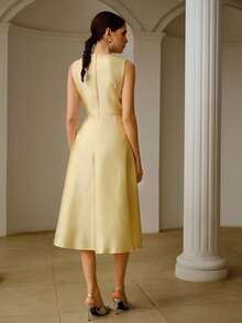 ZEYLAH Design Collar Sleeveless Elegant Long Dress, Spring/Summer - Yellow - View 3