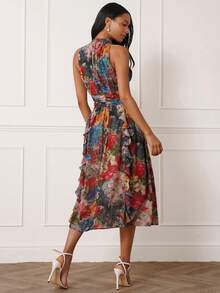 Lilora 女士优雅无袖印花连衣裙 - 彩色 - 查看 2