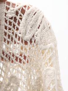 DAZY 女士钩针镂空波西米亚风罩衫，夏季度假必备 - 米色 - 查看 7