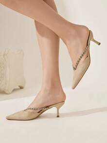 CUCCOO CHICEST Giày cao gót mũi nhọn nữ, kiểu dáng thường ngày, dễ xỏ. - Màu be - Xem 3