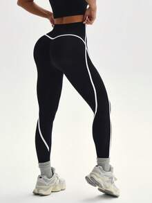 Dewbera Women's Seamless High Waist Slimming Yoga Leggings - Black - View 8