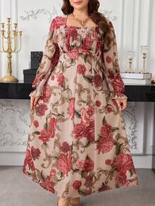 Modelyn 春季花卉印花优雅大码女装 - 彩色 - 查看 5