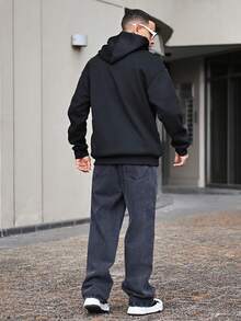 Devon Thys 高端简约百搭直筒洗水牛仔裤，抽绳松紧腰休闲裤，四季皆宜 - 深灰色 - 查看 6