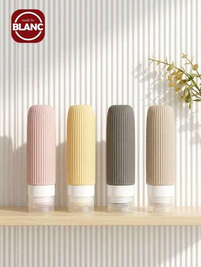 Madebyblanc 4 Packs Travel Bottles Set, Leak-Proof Refillable Containers With Clear Zipper Bag, Portable Travel Size Accessories