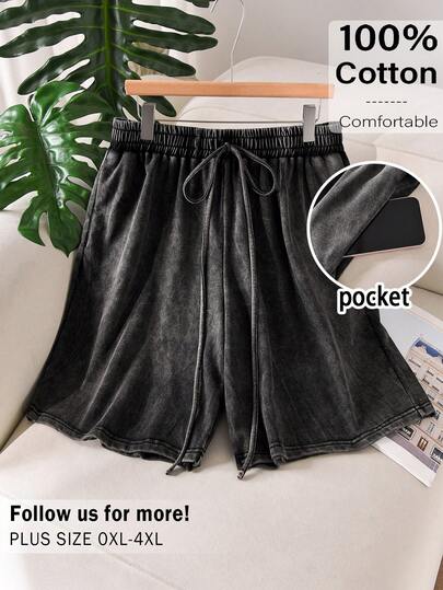 CosyJoli Plus Size Women's Casual Pants, Women's Bermuda Shorts, Loose Pants, Spring/Summer Women's Clothing Comfortable Shorts Comfy Shorts Soft Shorts Casual Shorts For Women Shorts With Pocket Spring/Summer Short For Women Going Out Outfit Short For Women Spring/Summer Casual Beach Vacation Short Women
