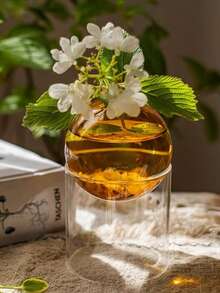 Haus Hana 1个彩色玻璃球花瓶 | 水培植物容器兼香薰瓶 | 时尚干花摆件，适用于桌面装饰 | 送给爱花人士的精美礼物 - A - 查看 3