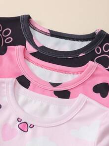 Set Piyama Pas Badan Motif Kartun Anjing, Atasan Lengan Pendek dan Celana Pendek, Kain Lembut dan Nyaman, Cocok untuk Pakaian Santai Bayi Perempuan, Musim Semi/Panas - MultiWarna - View 7