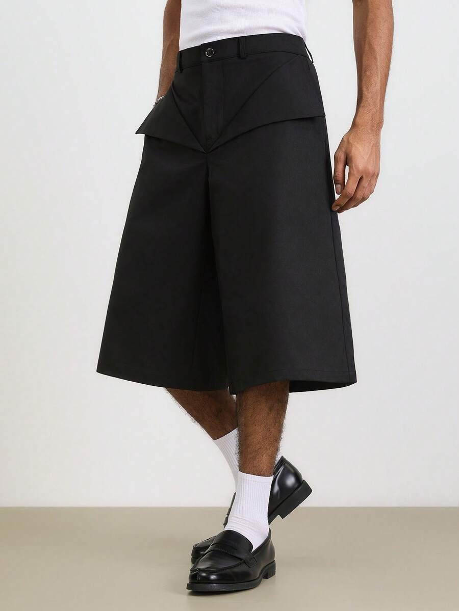 TOKVUE Men's Loose Fit Casual Wide Leg Bermuda Shorts - Black - View 1