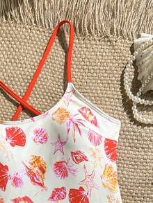 Swim Vcay 女士泳衣比基尼可爱夏季印花连体泳衣，美背性感内置胸罩泳衣，适合派对、海滩以外的场合，花园婚礼宾客礼服，优雅时尚连体泳衣，适合情人节、新年派对、度假、都市海滩波西米亚风等各种场合，2026春夏沙滩装 - 彩色 - 查看 6