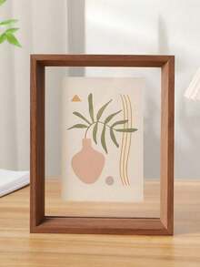SHEIN 1 Double-Sided Photo Frame, High Transparent Acrylic Glass Wood Plastic Retro Photo Frame, DIY Photo Frame, Can Be Placed In Photos, Specimen Display Frame Calligraphy Frame Photo Frame, Suitable For Living Room, Bedroom Decoration, Holiday Party, Birthday Gift, Home Decoration, Interior Decoration, Creative Desktop Plant Specimen Storage, Valentine's Day Gift (This One Only Has A Photo Frame, No Painting Core, Cardboard, Mind Carefully) - Multicolor - View 21