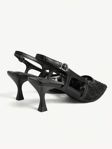 CUCCOO CHICEST Women's Square Toe Rhinestone Ankle Strap Sandals For Christmas - Black - View 5