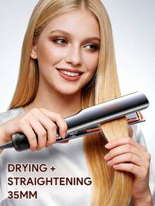 JMMO 2-In-1 Hair Straightener And Hair Dryer, Straightener With High-Speed Airflow + Rapid Heat-Up + Customizable Temperature & Auto Shut-Off + No Heat Damage-EU Plug - EU C Type Plug(220-240V) - View 4