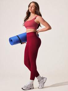 Eassivo Eassivo Quần legging thể thao màu tím không đường may dành cho nữ, quần legging tập yoga ngoài trời, quần legging lửng ôm bụng, quần bó tập luyện, quần legging cạp cao, quần legging bó sát, quần thể thao yoga, quần tập thể dục, quần tập thể dục nén, quần yoga cạp cao, quần legging cạp cao, quần legging nén, quần yoga nữ, quần legging ôm bụng, quần legging ôm bụng, đồ tập thể dục ôm bụng. - Màu Đỏ Sâu - Xem 5