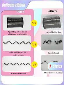 SHEIN 1 Roll, 250 Yard Black Curling Ribbon For Gift Wrapping, Balloon String, Wedding, Birthday, - Metallic Shiny " Ribbon For Bouquets And Flower Wrapping Paper Valentine DAY, Valentines Wedding, Birthday - Black - View 7