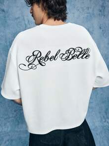 ROMWE MEN Men's Casual Embroidered Crew Neck Short Sleeve T-Shirt - White - View 1