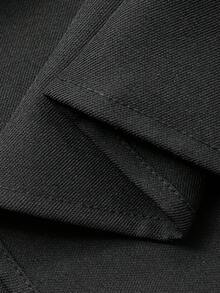 FRIFUL Women's Round Neck Chiffon Waist Gathered A-Line Dress - Black - View 3