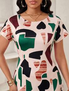 SHEIN Lady 女士圆领短袖撞色不对称印花连衣裙 女士休闲连衣裙 女士长款连衣裙 图案长款连衣裙 短袖连衣裙 波西米亚风长裙 女士Talk连衣裙 Zanzea女士连衣裙 女士裹身连衣裙 Ycv9w 女士连衣裙折扣码 - 彩色 - 查看 4