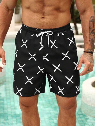 Manfinity Swimmode Men's Printed Casual Sports Beach Shorts