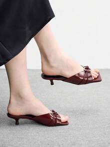CUCCOO BIZCHIC Sandalias de mujer de tacón alto con corte en V y atmósfera simple, zapatos de verano - Burdeos - Ver 1