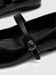 CUCCOO BIZCHIC Black Round Toe Mary Jane Shoes, Minimalist Retro High-End Strap Shoes Spring Shoes - Black - View 7