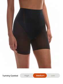 LUVLETTE 塑形提臀高腰收腹隐形透气黑色短裤 - 黑色 - 查看 3