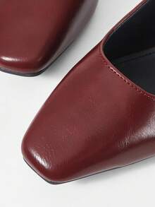 Mnmlis Women's Fashion Versatile Commuter Chunky High Heel Sandals Valentine's Day - Burgundy - View 4